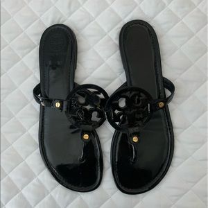 Tory Burch Black Patent Leather Miller Sandals
